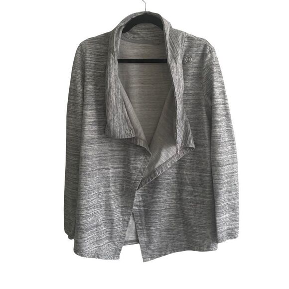 Danskin Grey Asymmetrical Long Sleeve Sweater Jacket Grey M - Picture 5 of 10